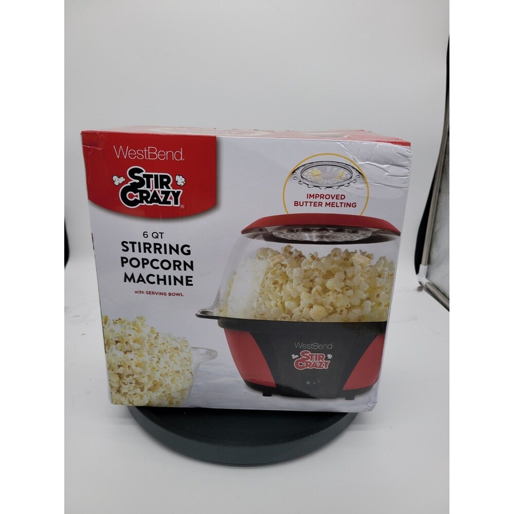 NEW West Bend Stir Crazy 6-Quart Hot Oil Popcorn Maker Popper Machine 82707